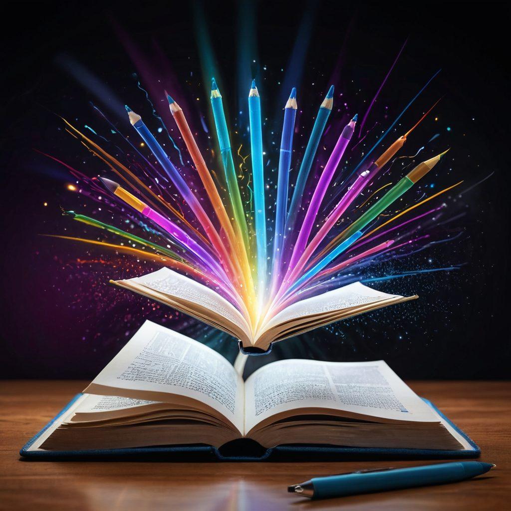 An open book with a glowing, magical aura, symbolizing knowledge and skills development. Surrounding the book are diverse individuals of various ages and backgrounds, engaged in different learning activities like studying, coding, and discussing ideas. Above them, floating icons of certifications and diplomas radiate light, representing achievement and lifelong learning. The background is a harmonious blend of educational tools like laptops, notebooks, and pens, with a bright and inspiring color palette. vibrant colors. super-realistic.